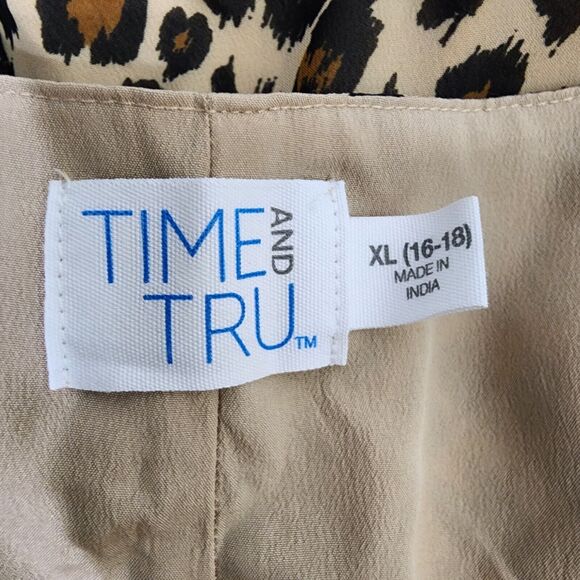 Time and Tru Dress XL 16-18 Peasant Floral V Neck Long Sleeve Lined Babydoll - Picture 6 of 8